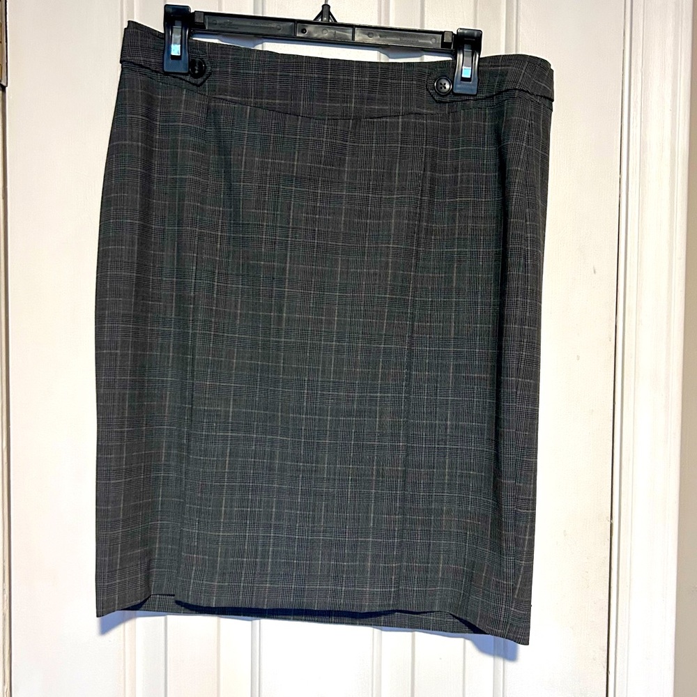 The Limited Gray Plaid Midi Skirt